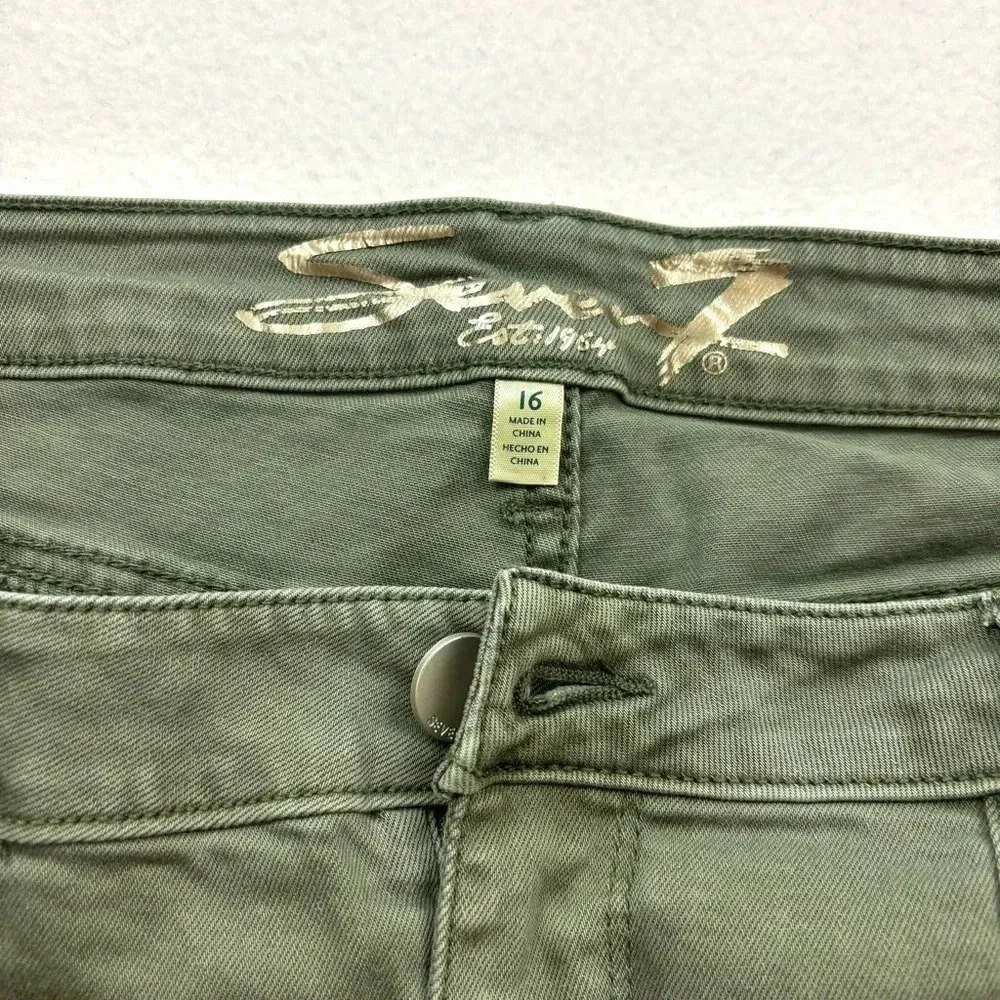 Seven7 Green Military Utility Ankle Stretch Midrise Ankle Skinny Pants Size 16 - Picture 12 of 15